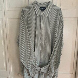 Ralph Lauren 4XLT Button Down, Green and White Striped